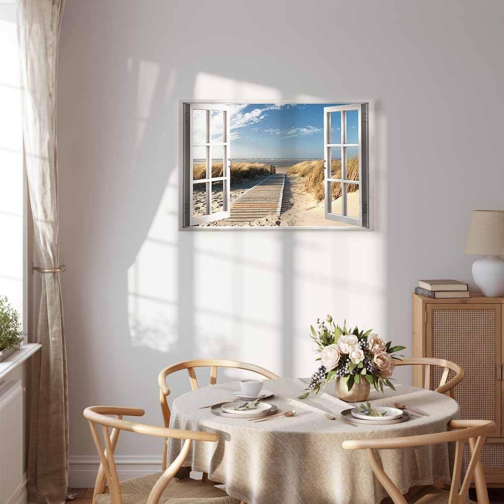 Images sur toile 3 pièces total 120 x 80 fenetre vague pret a