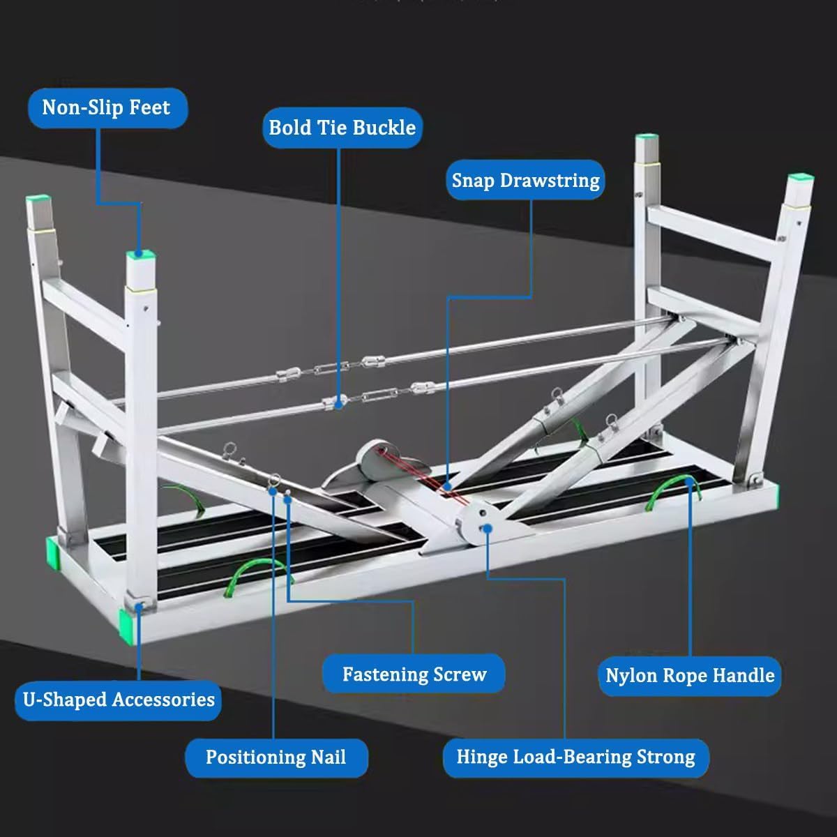 Multipurpose Work Platform Scaffold Tower with 5 Gear Adjustable Height Folding Scaffolding Equipment for Home Improvement