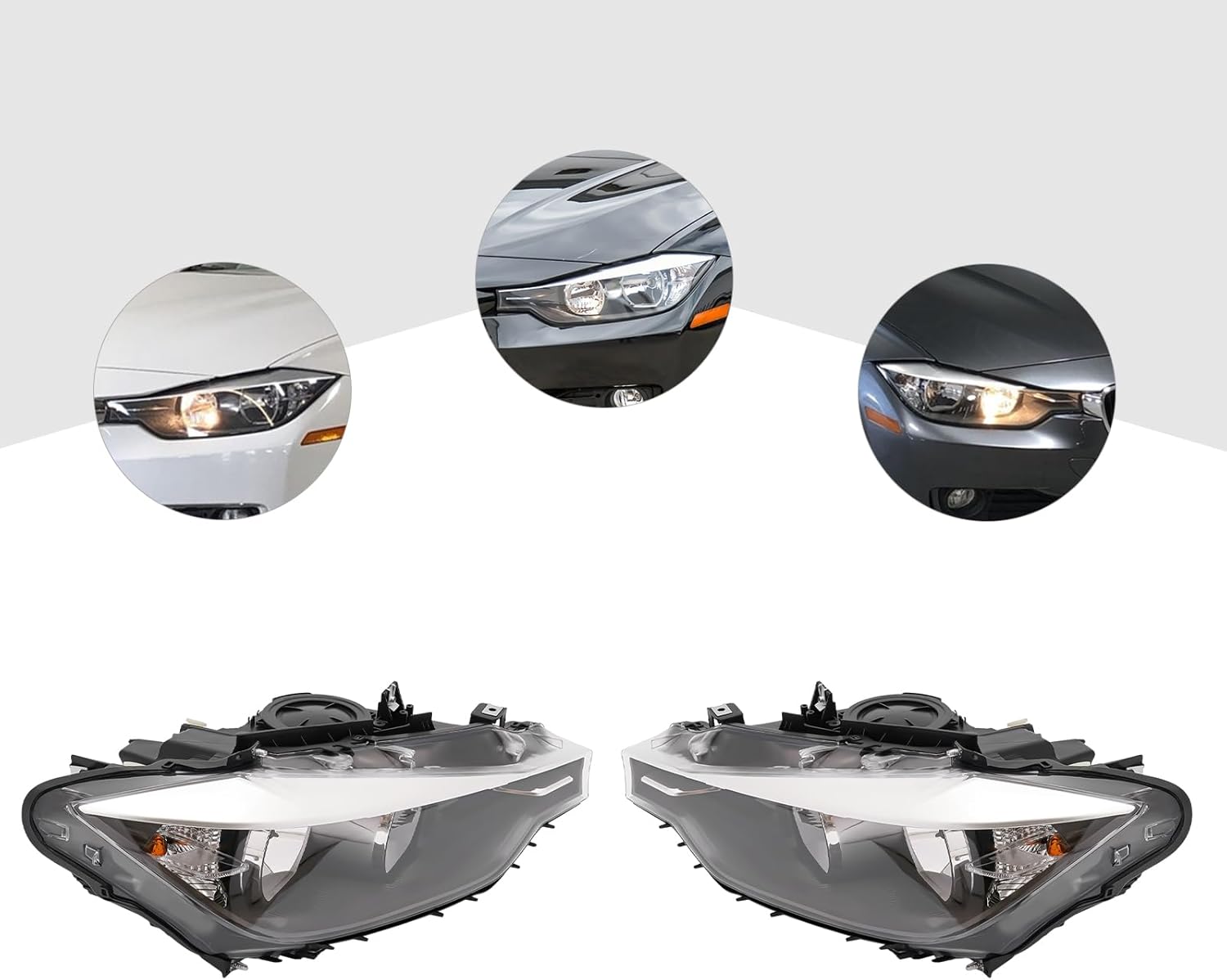 Halogen Headlight Assembly Pair for 2012-2015 BMW 320i/328i/328d/335i Base Sedan Halogen Type(NOT FOR xDrive/M sport Models) w/o LED DRL Both Side OE/OEM 63117338710, 63117338709