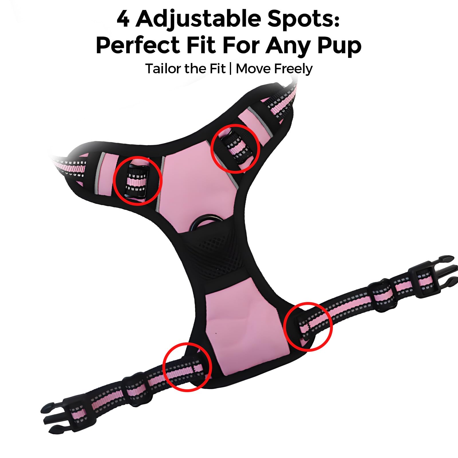 No Pull Dog Harness, Reflective Adjustable Pet Vest with Front Clip & Control Handle for Walking and Training,L,Pink - image 5