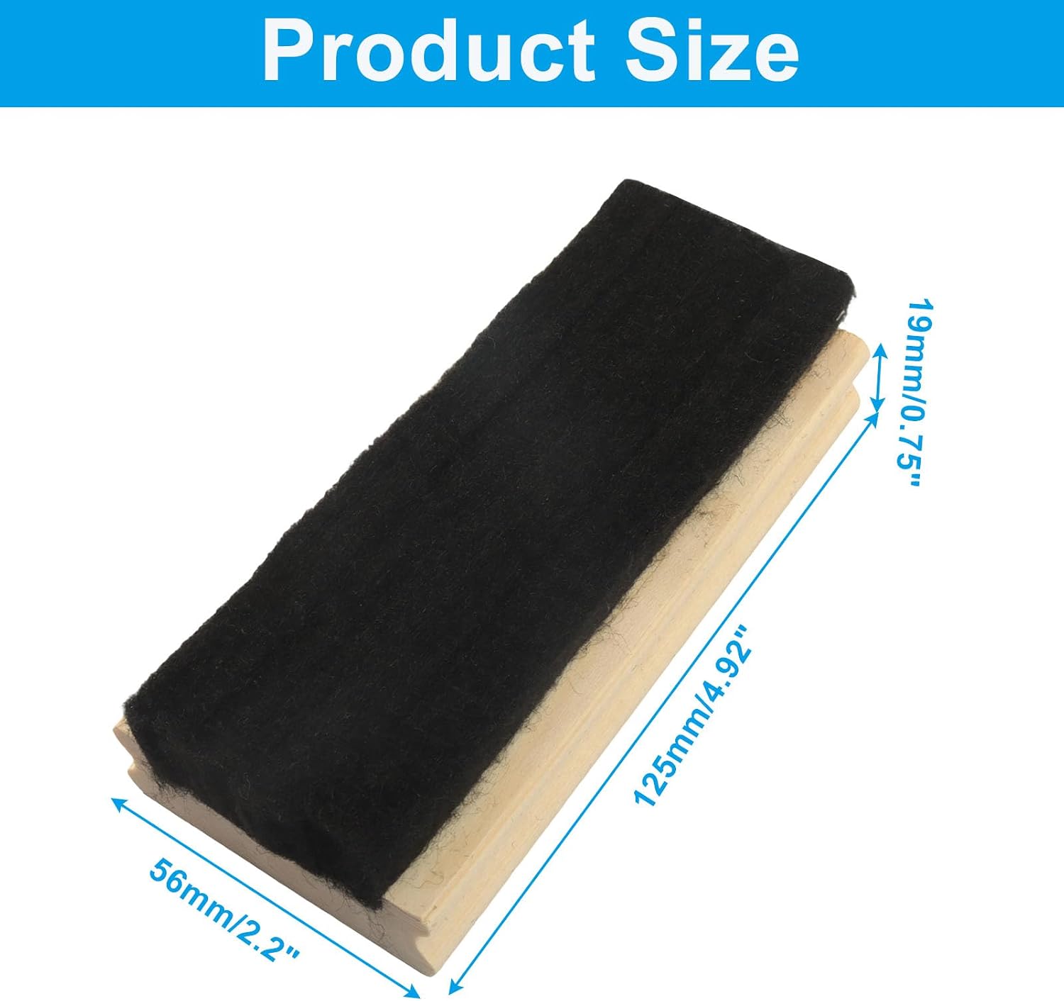 Pine Wood Felt Eraser for Chalkboard, 2 Packs, 4.92 Inch