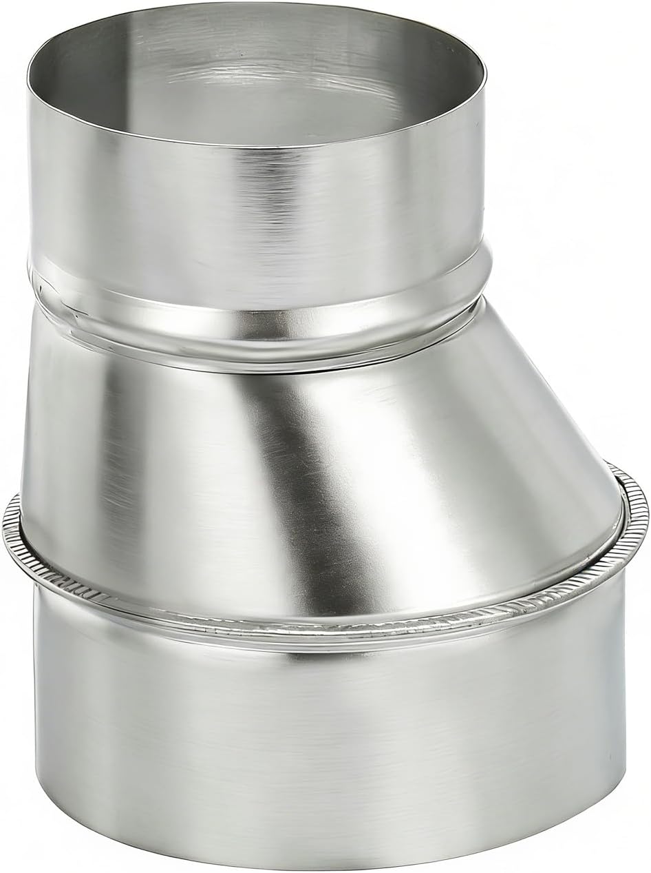 4" to 3" Inch Eccentric Duct Reducer & Increaser, Galvanized Offset Air Ducting Adapter, Round Metal Pipe Connector for Kitchen Range Hood, Bathroom Fan & Ventilation Systems