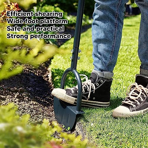 Miniatura 2 de Pala con borde de media luna con plataforma de pie ancho, bordeadora manual de acero al carbono para jardines, paisajes, macizos de flores, patios