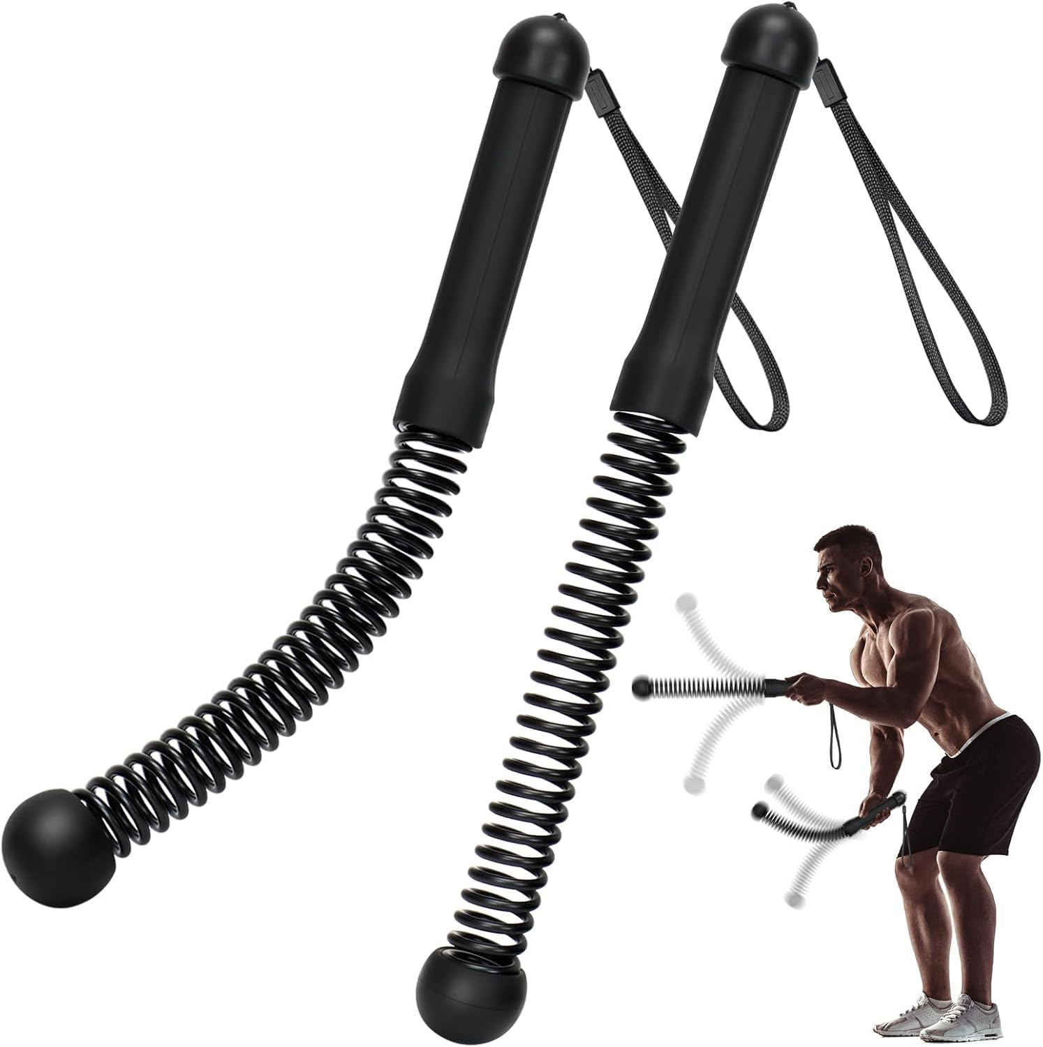 Upgrade Weighted Ropeless Battle Ropes, 2PCS Cordless Battle Rope for Home Gym, HIIT, Strength, Quiet Portable Training Rope, Workout Ropes Versatile Fitness Equipment for Men Women-image-36
