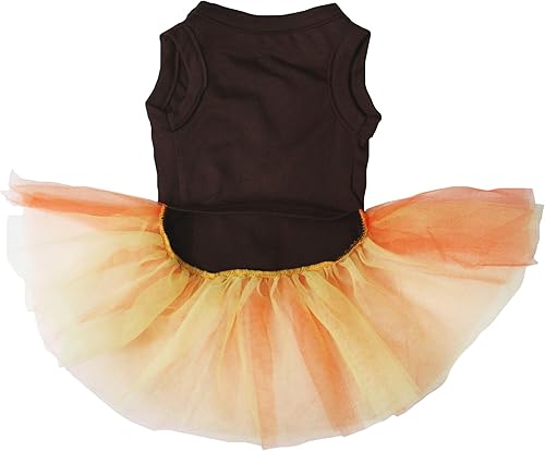 Miniatura 3 de Petitebella Happy Thanksgiving - Vestido de calabaza para perro (marrónpavos, L)