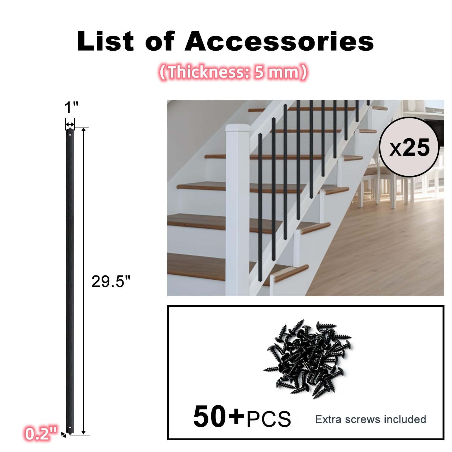 Snapklik.com : Belinova Metal Deck Balusters Flat Aluminum Deck Railing ...