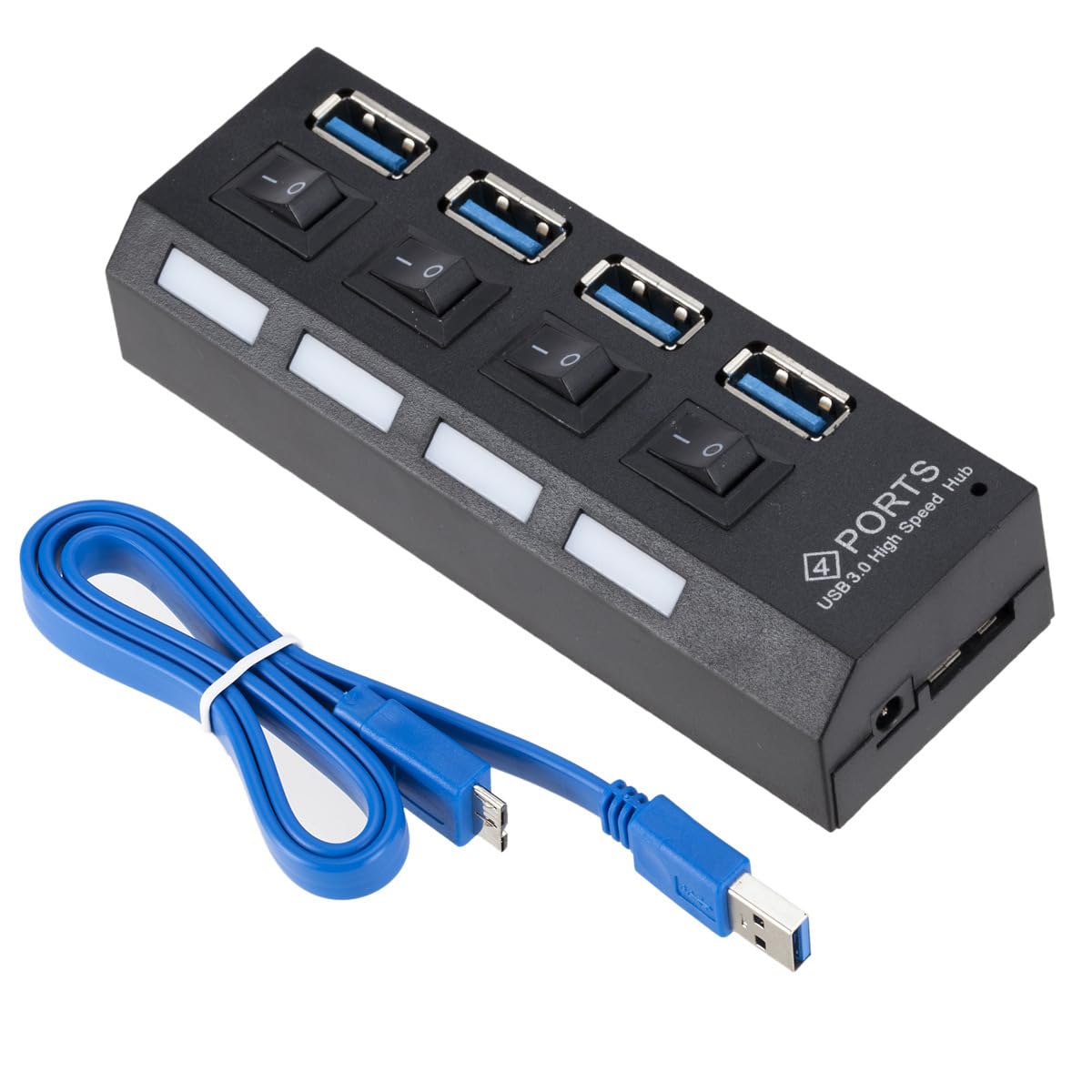 Aktywny koncentrator USB 3.0 z zasilaczem, koncentrator USB 3.0 z 4 portami, rozdzielacz USB 3.0 hub, do transmisji danych, lekki i przenośny
