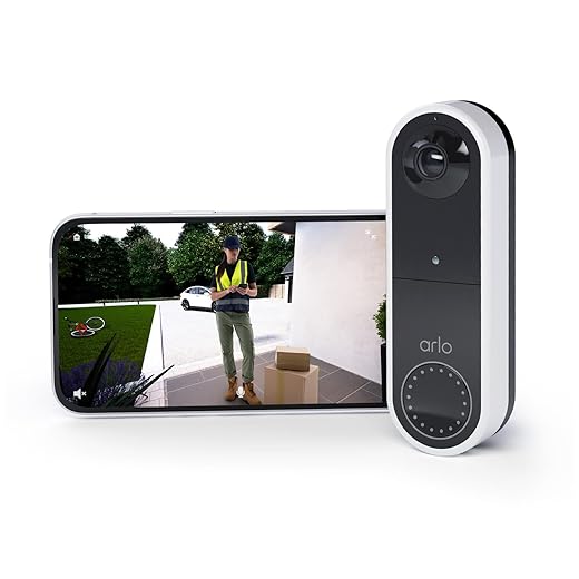 Arlo Sonnette Connectée Sans Fil Exterieur Etanche Avec Camera, HD 1080p, 180° Vision Nocturne, Sirène, Détection Mouvement, Audio Bidirectionnel, Inclus 90 Jrs Arlo Secure, Produit De Qualité, Noir