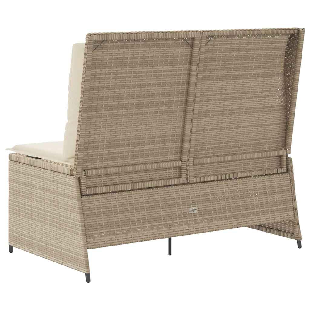 Poltrona da giardino reclinabile con cuscini imbottiti, rattan sintetico resistente alle intemperie, schienale e poggiapiedi regolabili, struttura in acciaio stabile, fodere