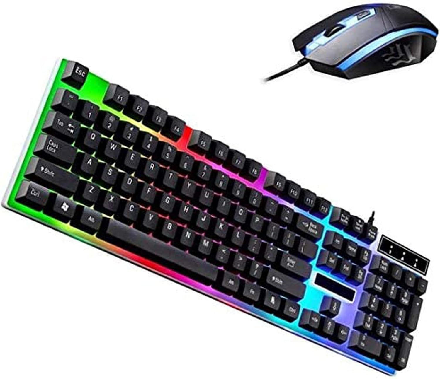 Zestaw Klawiatura Mechaniczna i Mysz LED USB Ergonomiczna Dla Graczy Kabel Podświetlenie Kombo