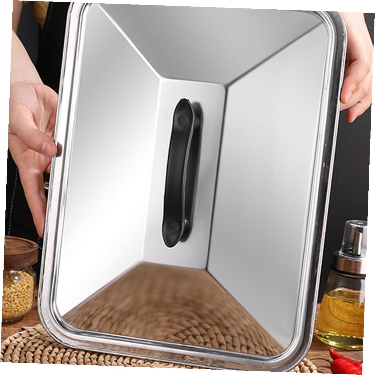 ERINGOGO 2 pezzi Coperchio Rettangolare in Acciaio Inossidabile per Pentola e Grill da Resistente e Facile da Pulire per Cucina Professionale e Casa