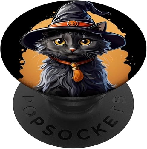 Miniatura 1 de Helloween Cat with Witch Hat PopSockets Standard PopGrip