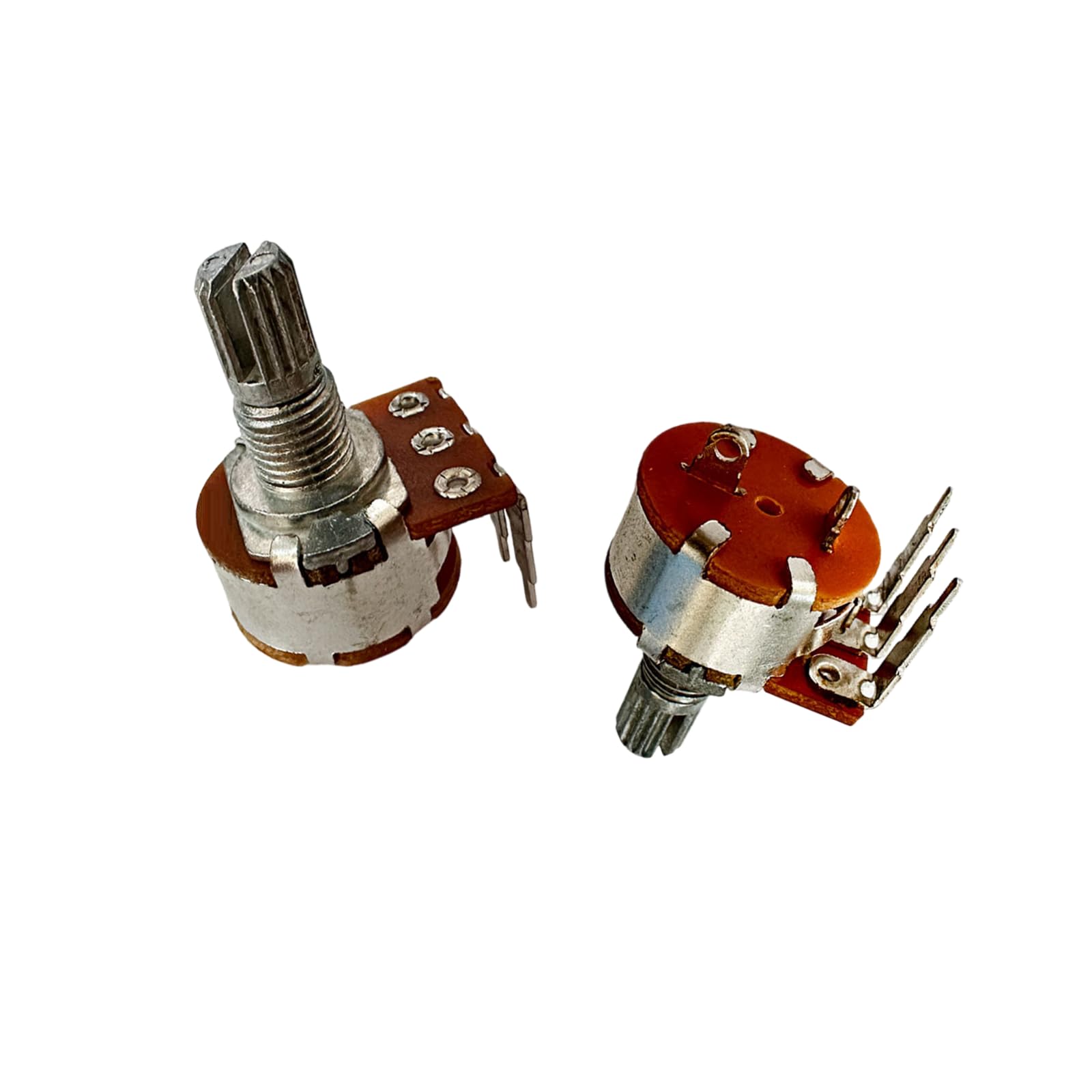 ELCOKITEX 8Pcs B10K Linear Taper Rotary Potentiometer 15mm Knurled Shaft 3 Short Right Angled Pin Speed Regulator with Switch for Lamp Dimming