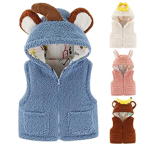 Baby Fleece Hooded Vest Boys Cute Ear Sh𝐞rpa Warm Trendy Hoodies Girls Sleevless Shaggy Casual Jackets with Poket4