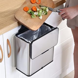 waste bin Poubelle De Cuisine, Poubelle Suspendue en Acier Inoxydable, Fixation Murale pour Poubelle Suspendue À Porte De Placard