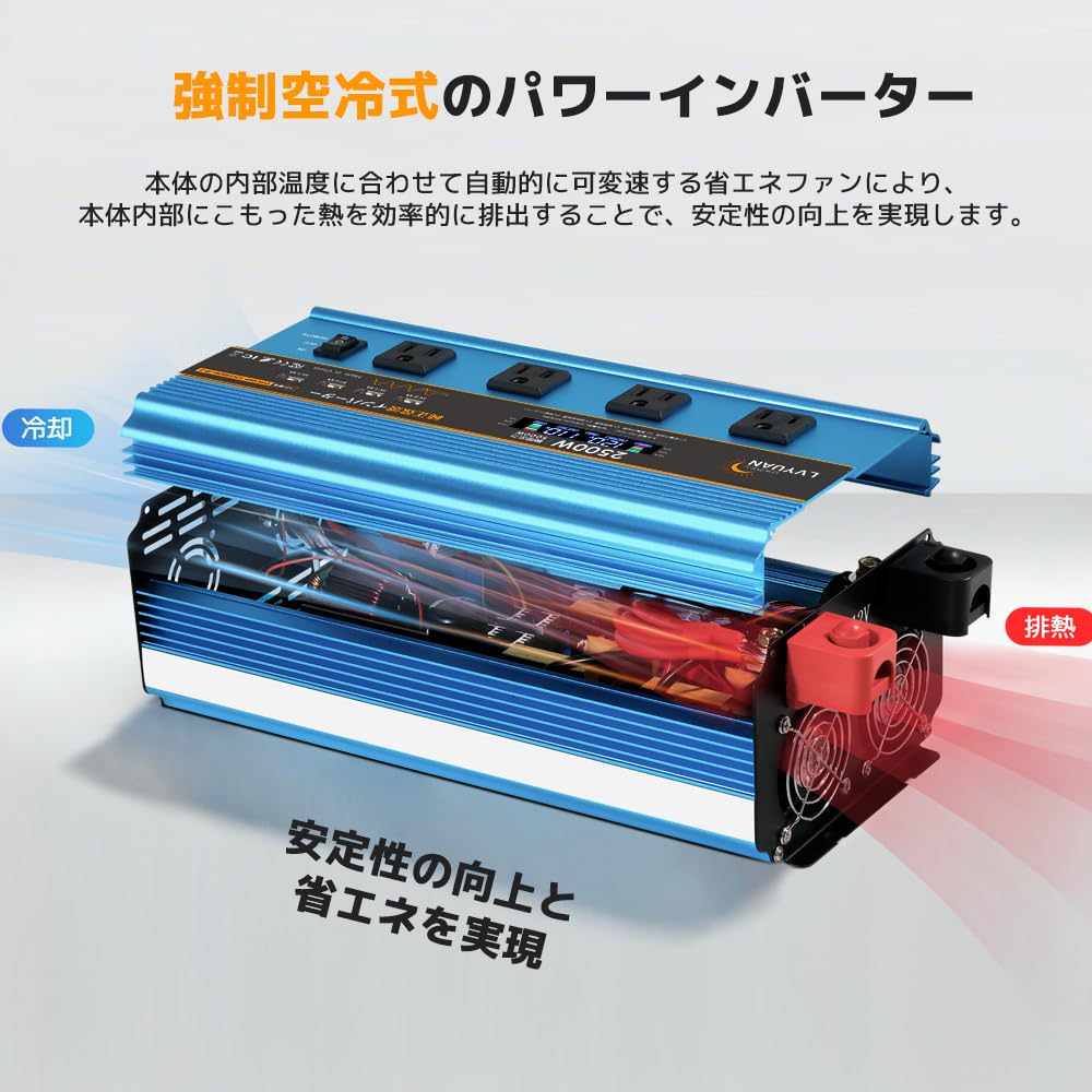 Amazon | LVYUAN（リョクエン） 正弦波インバーター 12V/2500W(瞬間