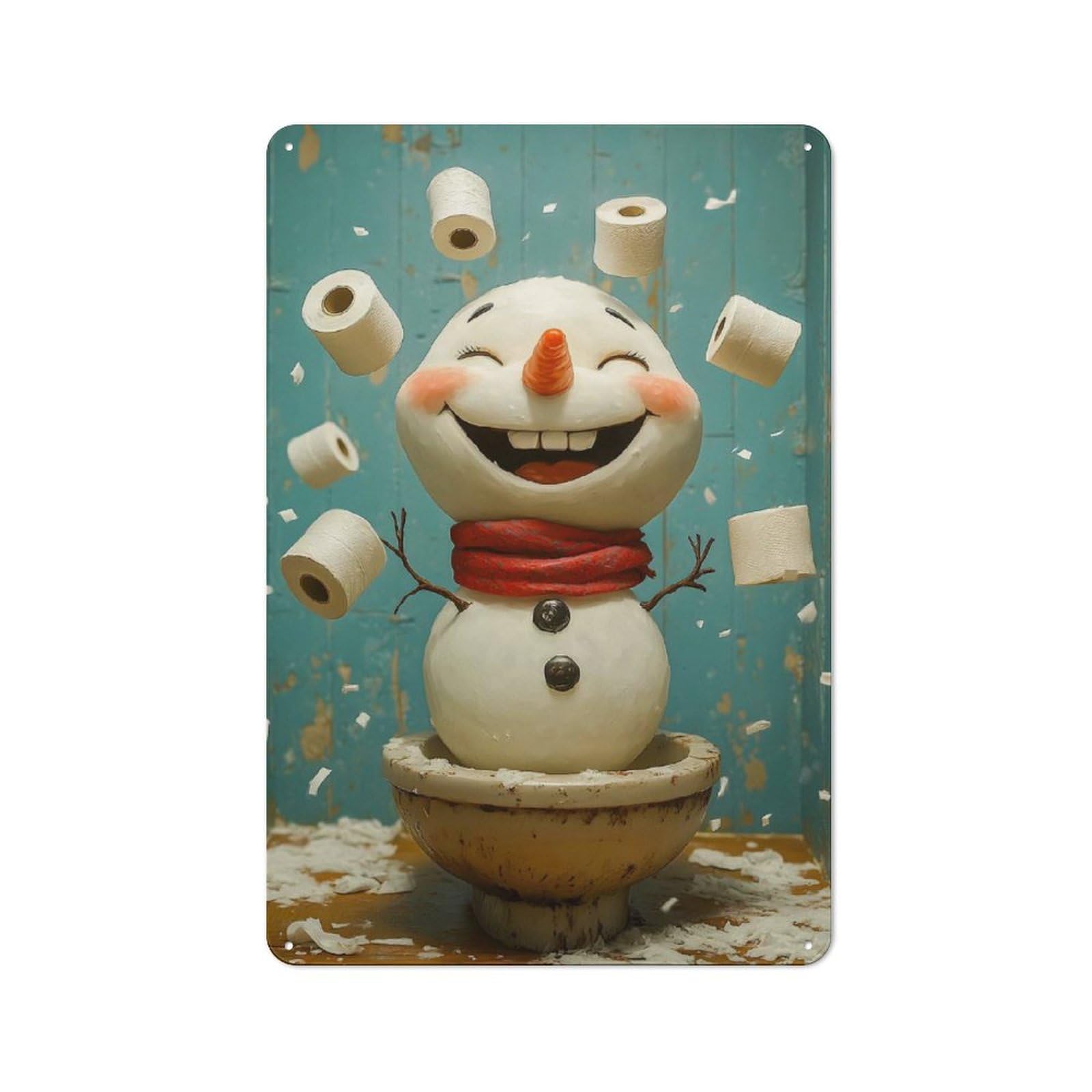 Junmoney Snowman Toilet Paper Fun Tin Sign 30X20cm With For Bar Or Restaurant, Retro Decor, For Garage, Workshop And Man Cave Decoration