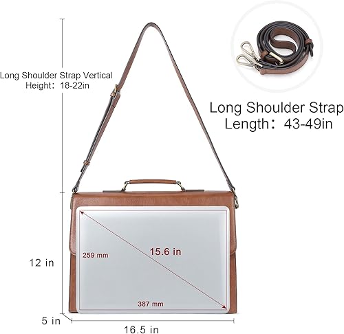 Miniatura 4 de CLUCI Maletín para mujer, bolso de mensajero profesional para laptop, de piel sintética, 15.6 pulgadas