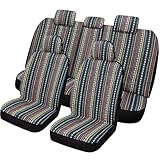 VarCozy Baja Saddle Blanket Seat Covers Full Set, Front Seat Covers and Split Rear Bench Seat Covers for Sedan, SUV, Truck, Universal Stripe Woven Automotive Seat Cover,Breathable, Airbag Compatible