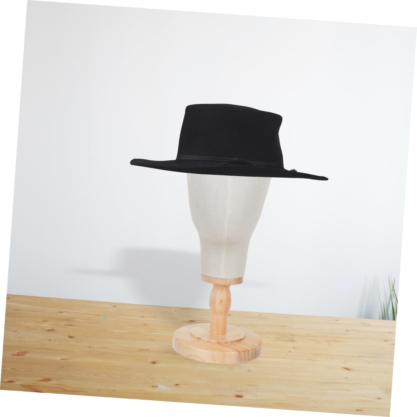 Housoutil Support Postiche en Lin Socle en Bois, Modèle Tête Bandeau pour Usage Quotidien et Affichage, pour Experts Capillaires et Présentation de Coiffures