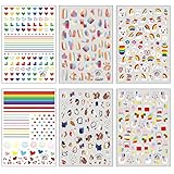 Rainbow Nail Art Stickers 3D Self Adhesive 6 Sheets Nail Art Decals for Nail Designs Women Beauty Na