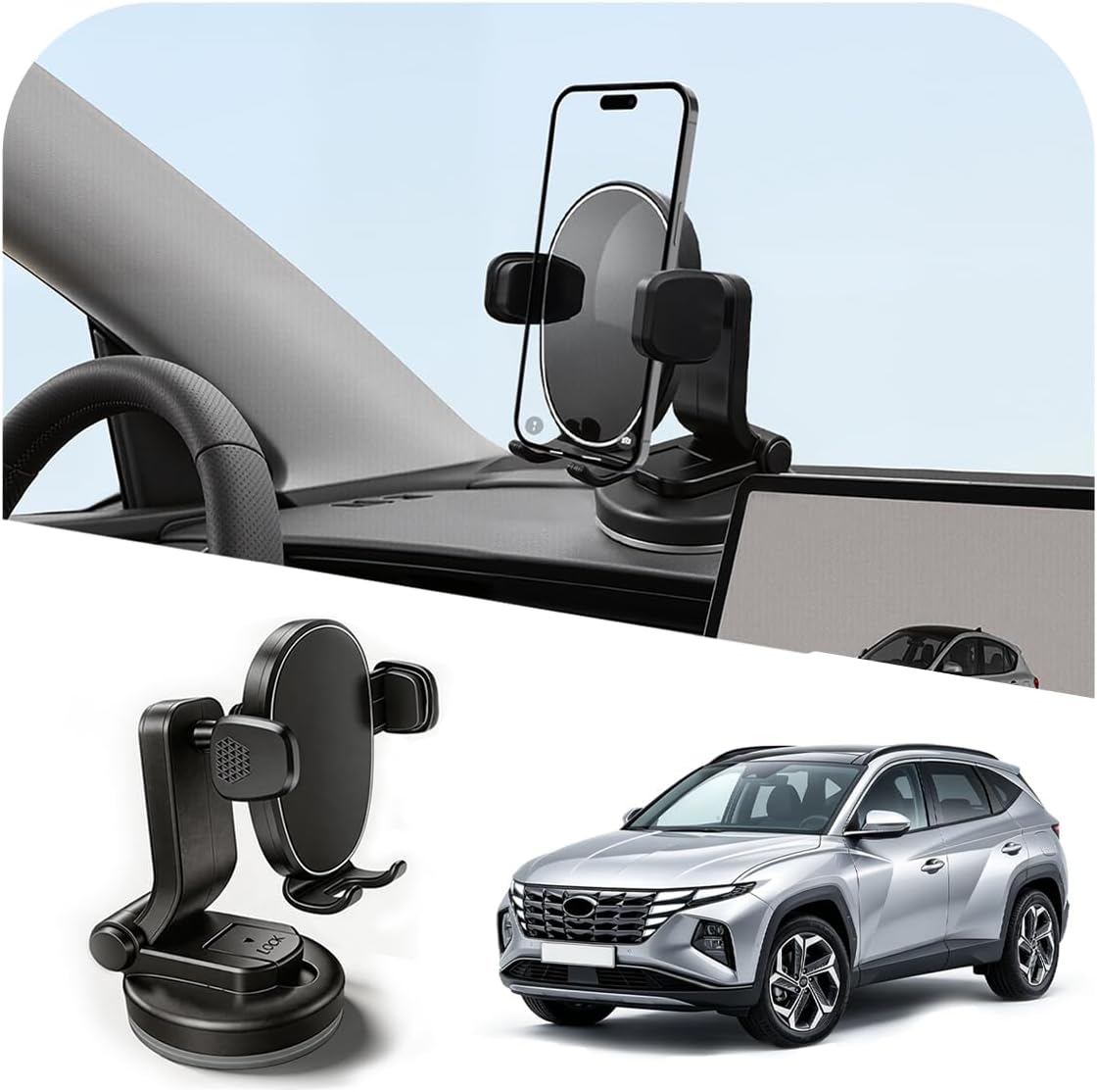 Phone Holder for Toyota Grand Highlander,Adjustable Car Mount,Stable Base & 360°Rotatable Stand,Dashboard,Car Interior Accessories,Compatible with iPhone,Samsung & Android,Hands-Free Driving