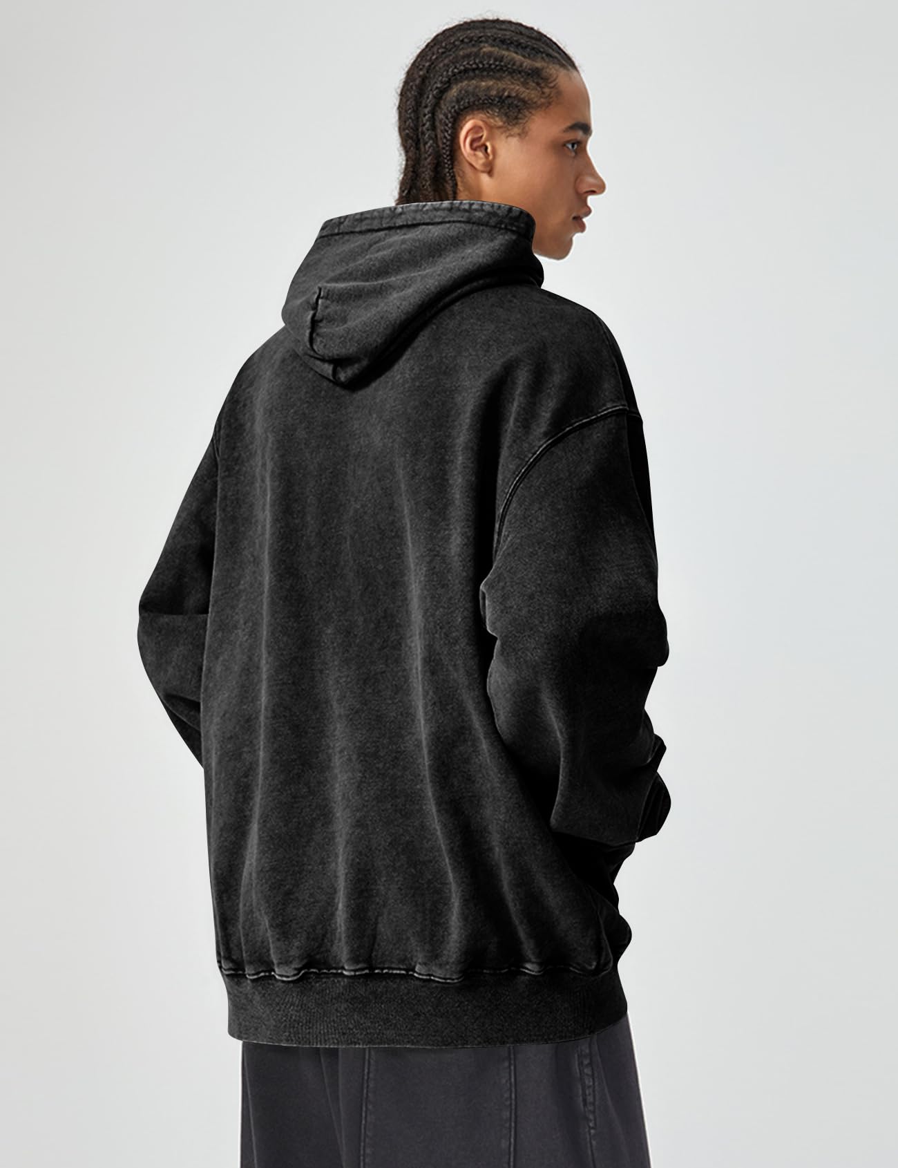 Kissonic Felpa da donna con cappuccio vintage con lavaggio acido, alla moda, pesante, con cappuccio, per coppie, streetwear