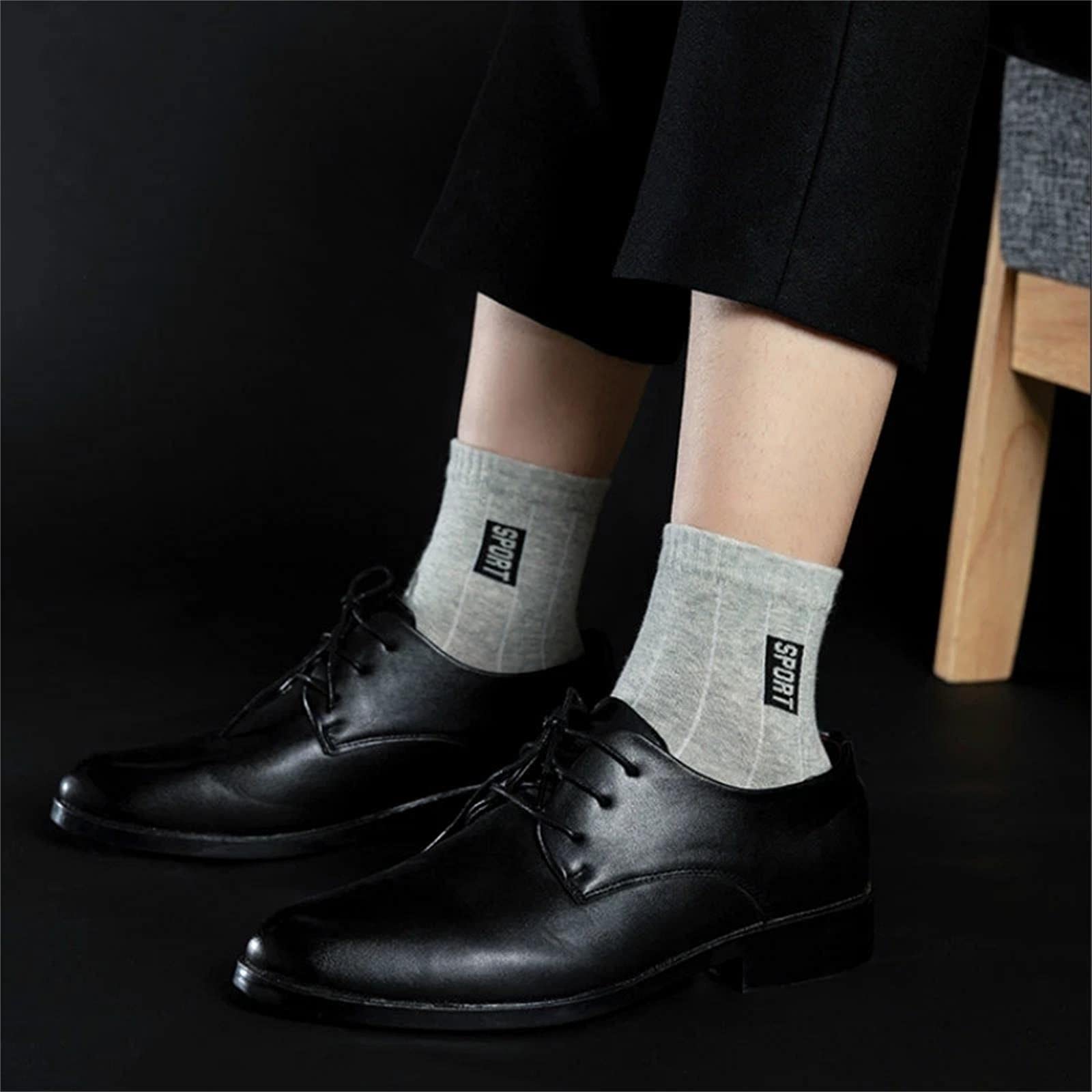 UKKO Calcetines de Hombre 20Pcs = 10Pairs Hombres Calcetines Algodón Transpirable Absorble Absaborete Medio Combillos Medios-10 Black,EUR 38-44