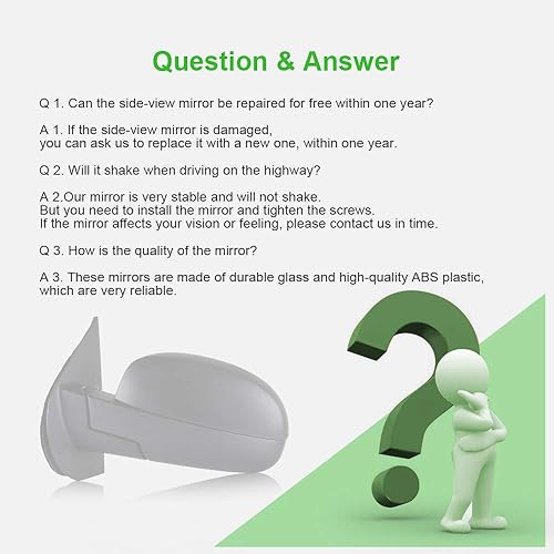 Miniatura 7 de SCITOO Espejo de visión lateral del conductor, compatible con Chevy Silverado 1500 2500 HD 3500 HD 2007-2013 para GMC Sierra 1500 2500 HD para GMC