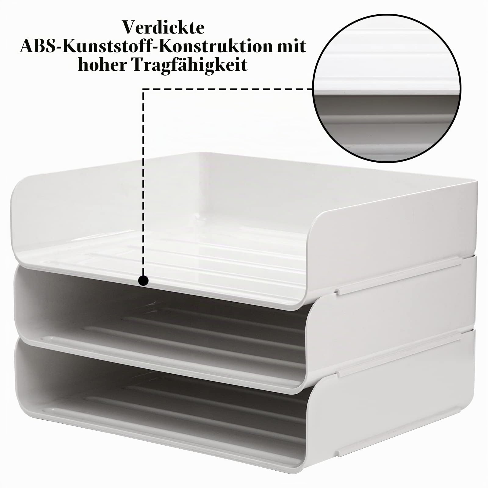 Okllen 3er-Pack Stapelbare Desktop Briefablage, 3 stöckige Papier Dokumentenablage Organizer Schreibtisch Aktenregal für A4 Papier, Zeitschriften, Quittungen, Bürobedarf, 31,5 x 24,5 x 7 cm