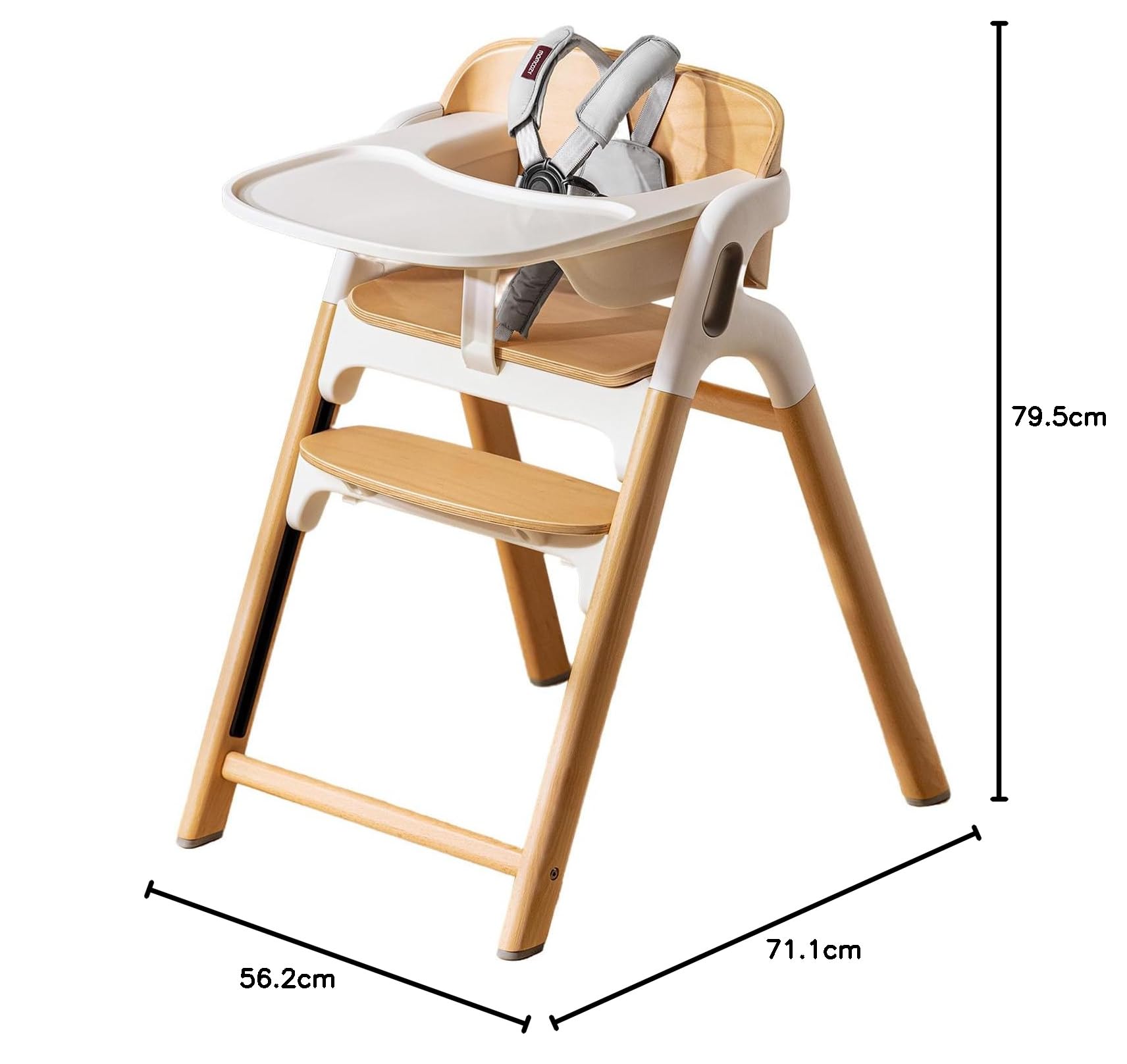 Momcozy Trona Evolutiva de Madera Narural para Niños y Adultos hasta 140 kg | Tronas de Bebe ajustable y ergonómica, con bandeja desmontable de grado alimenticio