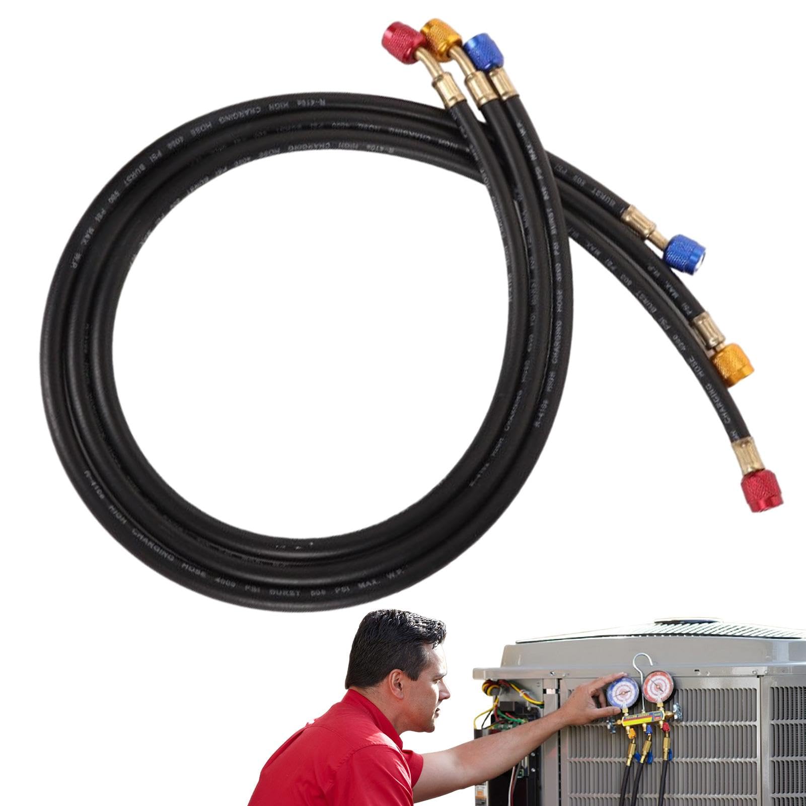 Mangueras de carga de refrigerante de CA, tubo de llenado de aire acondicionado para automóvil - Kit de manguera de carga de aire acondicionado refrigerante - Tubería de refrigerante fluorado para aut