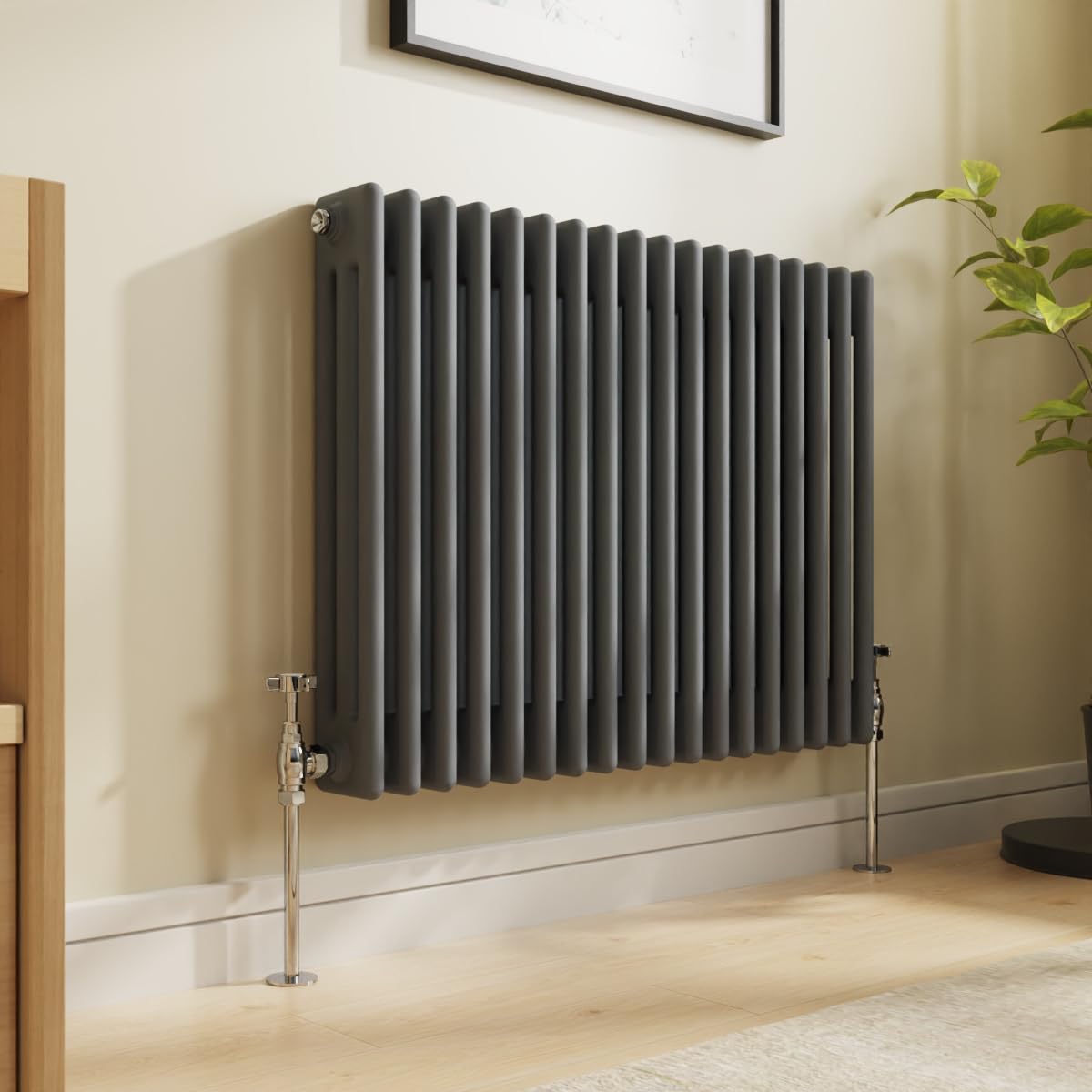 NRG 600x830 Traditional Colosseum Cast Iron Bathroom Radiator Anthracite 3 Panel — image 1