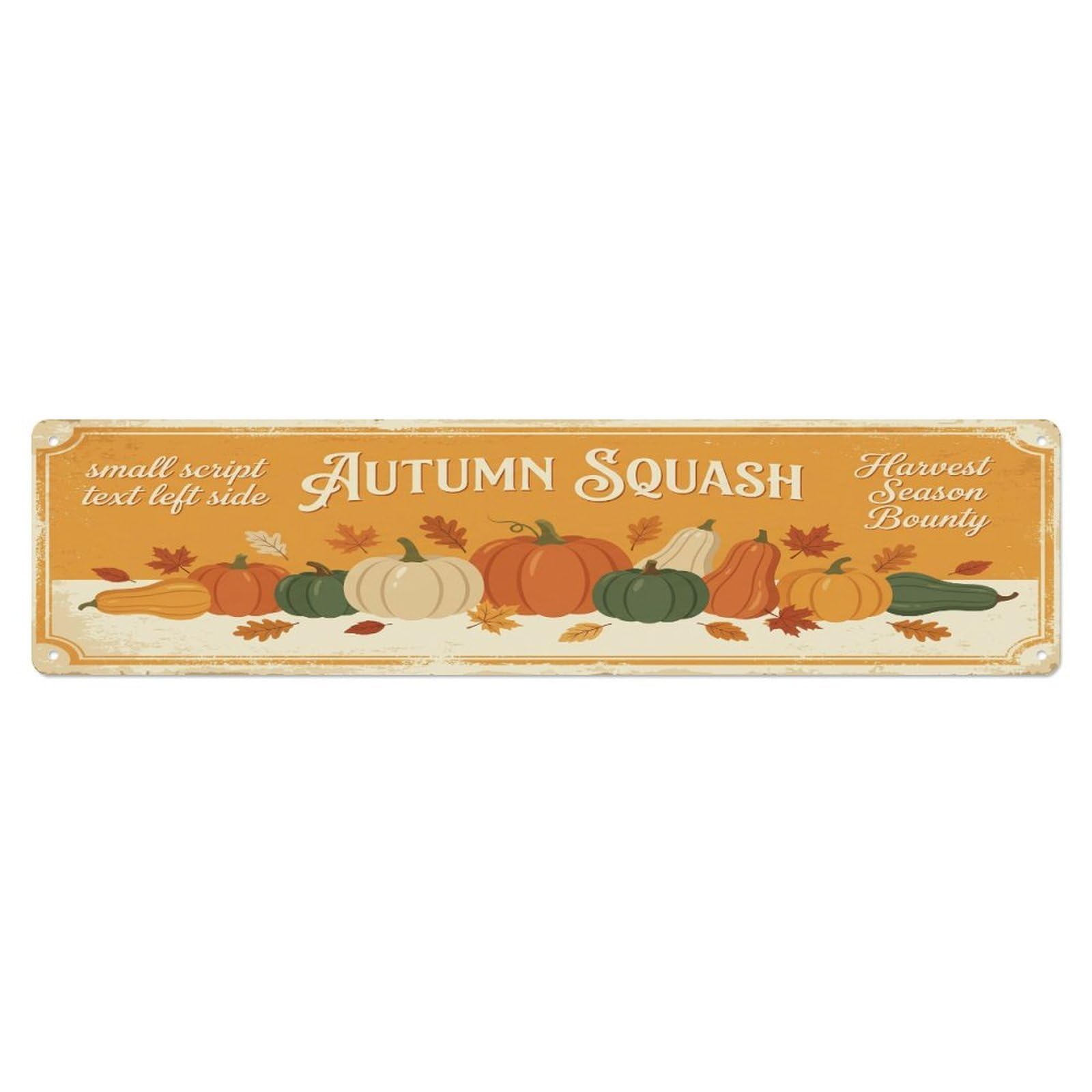 Olhnbad 4X16inch(10X40cm) Vintage Cottagecore Garden Autumn Squash Banner Metal Tin Sign