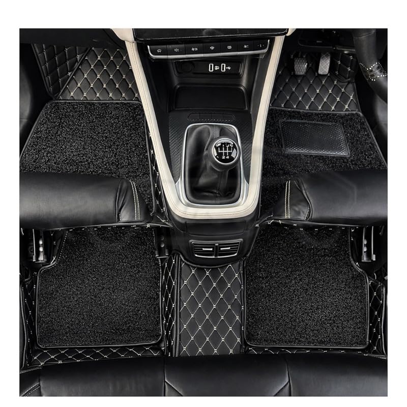 - AutoZing® Luxury 7D Car Floor Mats for Kia Sonet (2020 Onwards), 7 Layer PU Leather Mats with Curly Noodle Pad, Heel Pad, Waterproof Anti-Skid, Black