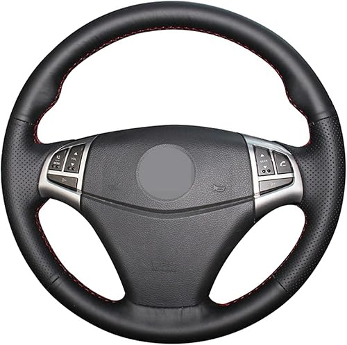 Black Steering Wheel Cover Microfiber Leather,Fit for SsangYong Korando 2011 to 2015 Car Non-Slip, Breathable