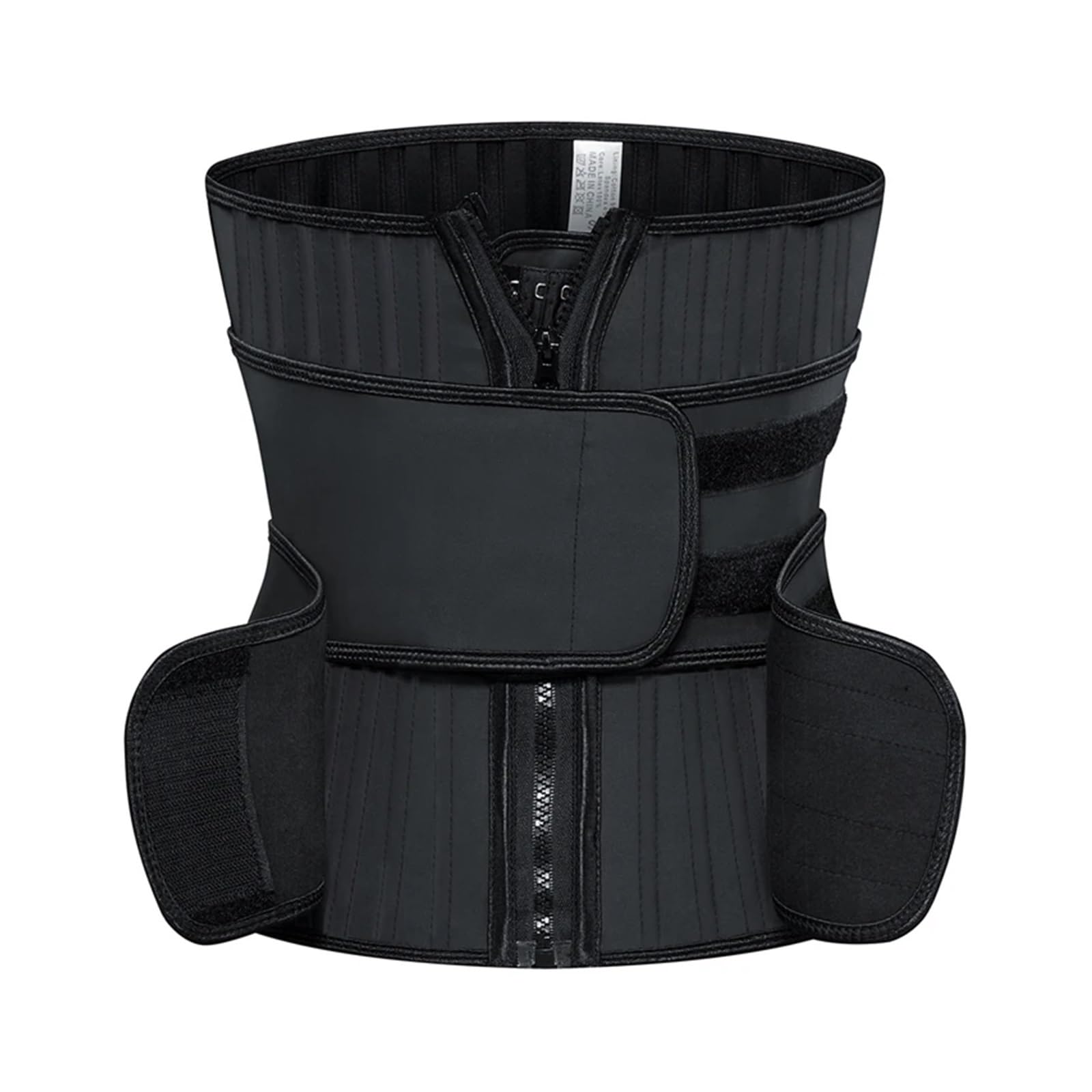 Gaine Ventre Plat Ceinture amincissante en latex avec 25 baleines en acier et 2 sangles amovibles, fermeture éclair et crochet, ceinture de modelage du ventre(M)