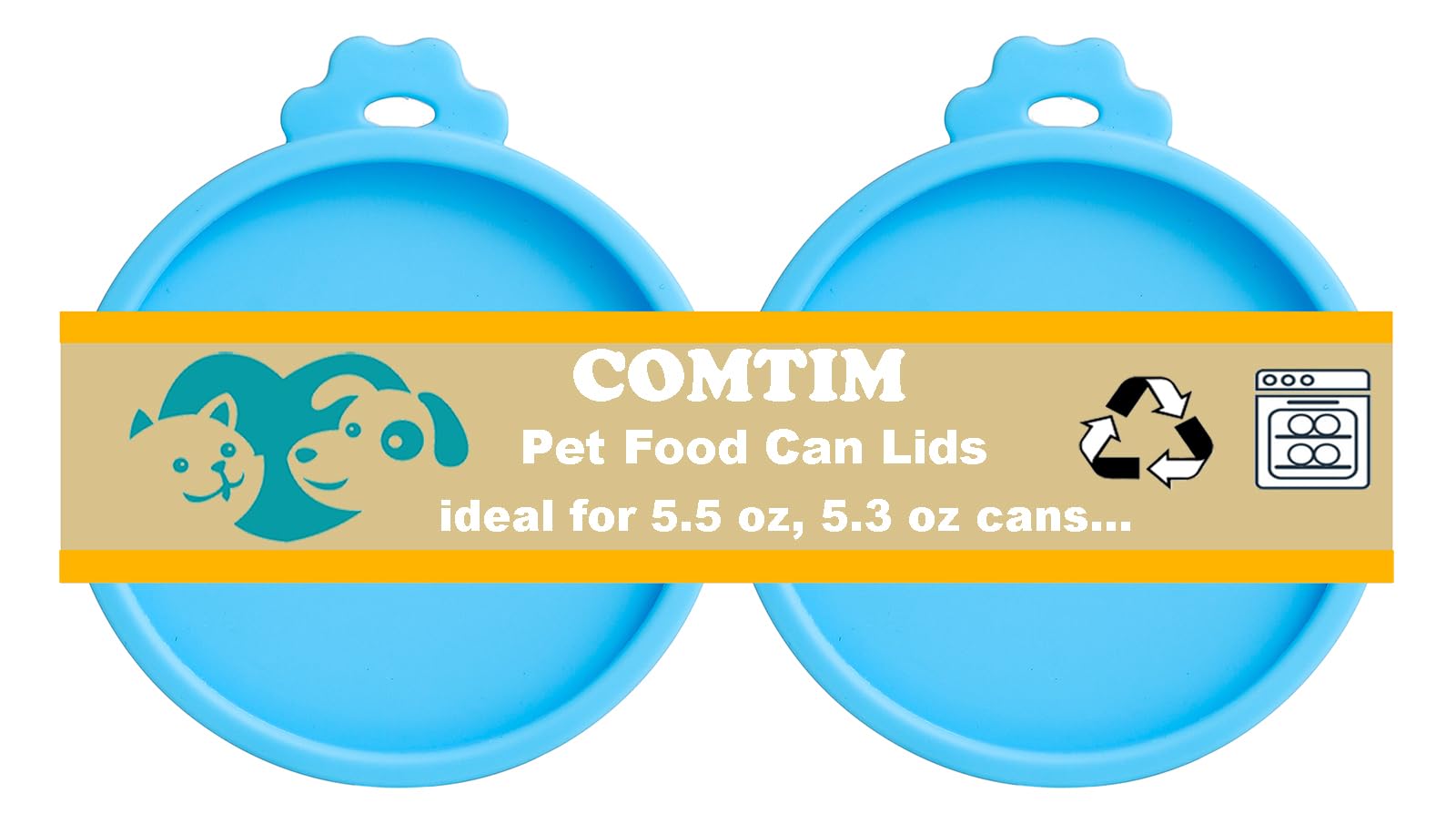 COMTIM Cat Food Can Covers Lids for 5.5 oz Cans, 2 Pack Silicone Cat Food Can Lids for 5.5 oz 5.3 oz Cans...Pet Food Can Covers Reusable Can Toppers Savers for Wet Food