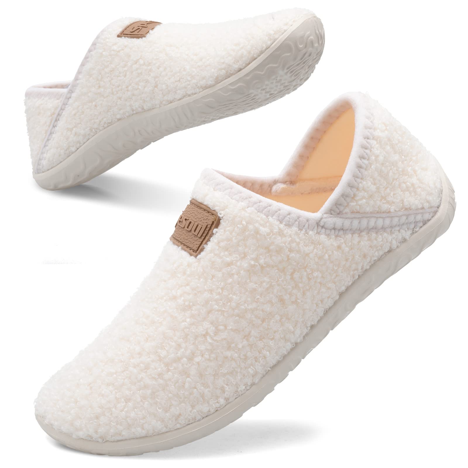 SpesoulFuzzy House Slippers for Women Men Indoor Closed Back Lightweight Cozy Faux Furry Lining Barefoot House Shoes Slipper Socks for Bedroom Home Office Yoga Outdoor Walking Shoes