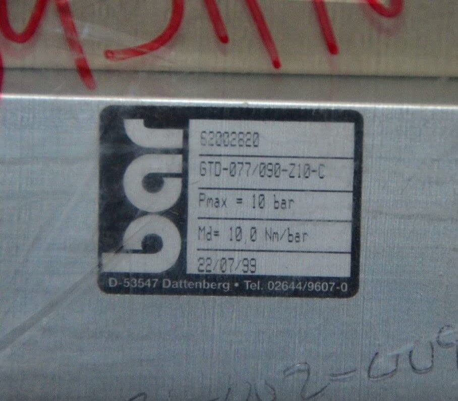 Watts Bar GmbH GTD-077/090-Z10-C Pneumatic 90° Quarter-Turn Actuator 10 Bar Max