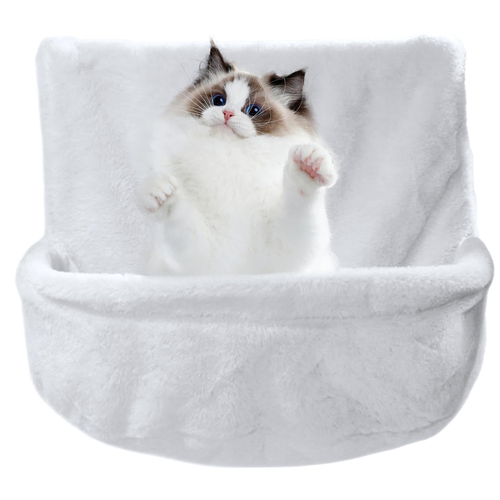Alféizar de ventana para banco de gatos, hamaca para gatos, hamaca para | gatos con respaldo de silla, saco de con marco de cama de metal, resistente y segura, cálida y acogedora felpa