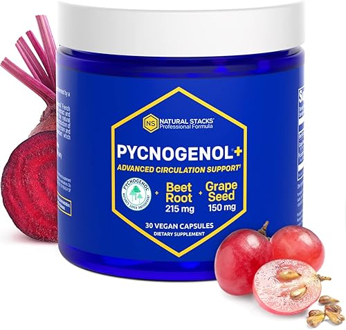 NATURAL STACKS Pycnogenol + extracto de corteza de pino marítimo francés con extracto de raíz de remolacha y semillas de uva, mejora la circulación disponible en Yaxa Venezuela