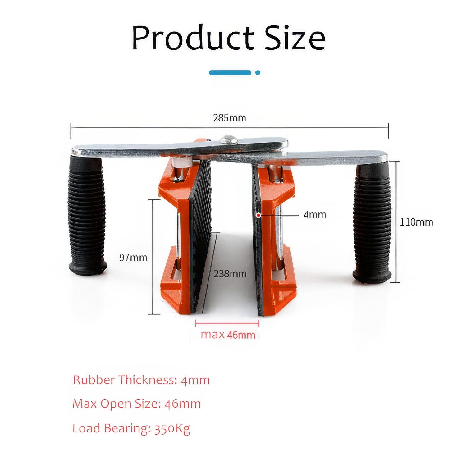 Lot de 2 supports de panneau à double main – Plage de serrage 0–45 mm, capacité de charge jusqu'à 350 kg, pince de transport robuste pour dalles de verre, pierre, marbre