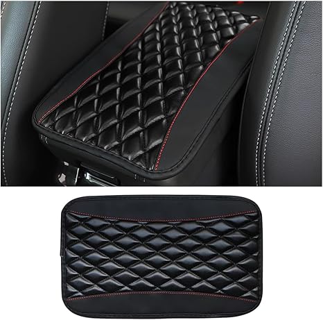 Car Center Console Cushion Pad, Comfortable Leather Automotive Armrest Seat Box Cover, Soft Waterproof Vehicle Arm Rest Decor Mat Accessories, Universal for RV, SUV, Truck (Black)