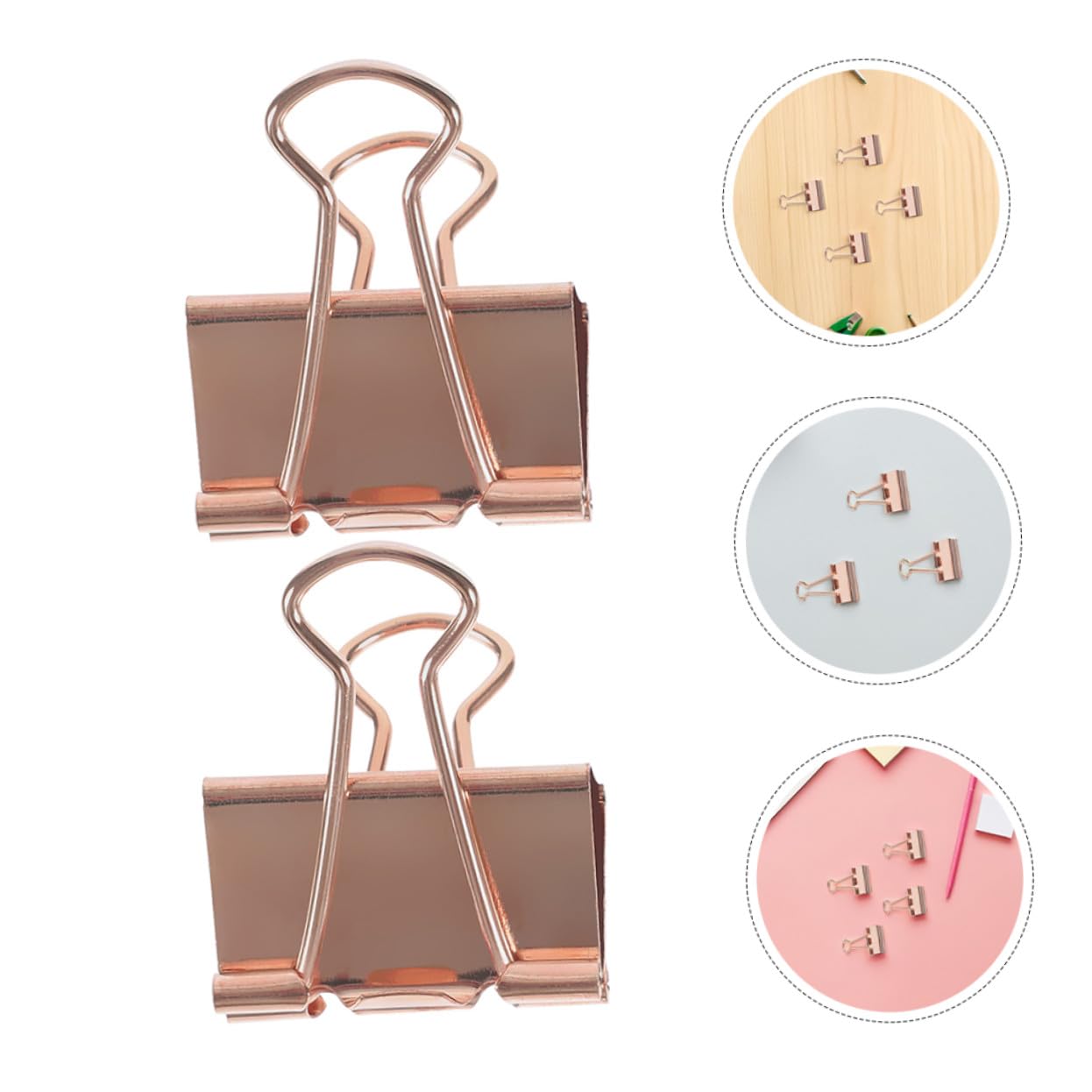 HOMSFOU 100stücke Klappclips Metall für Notizbuchclips und Dokumentenclips Dekorative Büroklammern als Geschenkpapierhalter Binderclips für Journaling Roségold