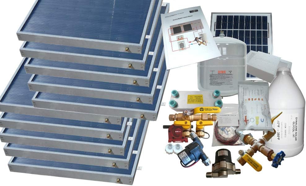 10 Panel Freeze Protected Hybrid Solar Water Heater Kit