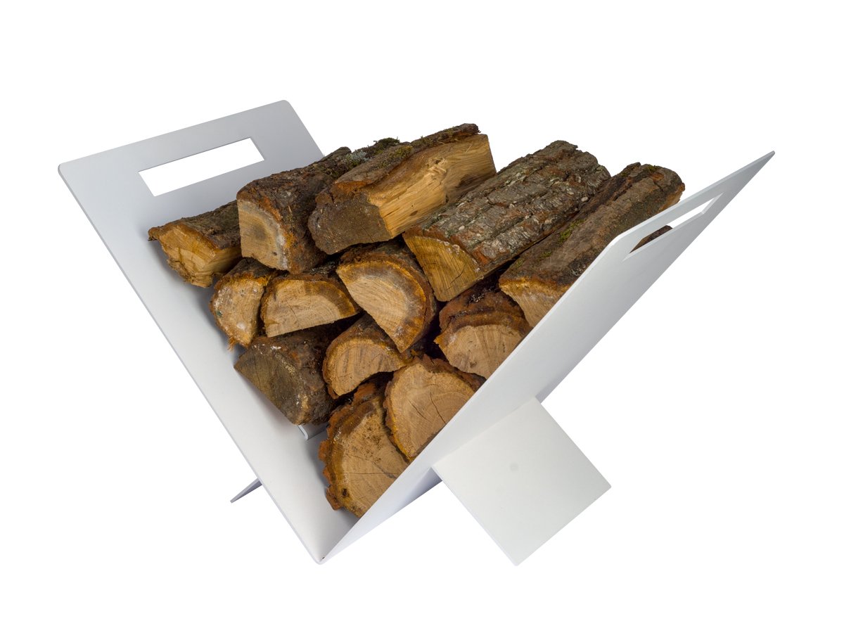 Voyto White Triangular Contemporary Steel Firewood Steel Log Basket/Carrier For Woodstove Fireplace Wood Holder Log Holder In