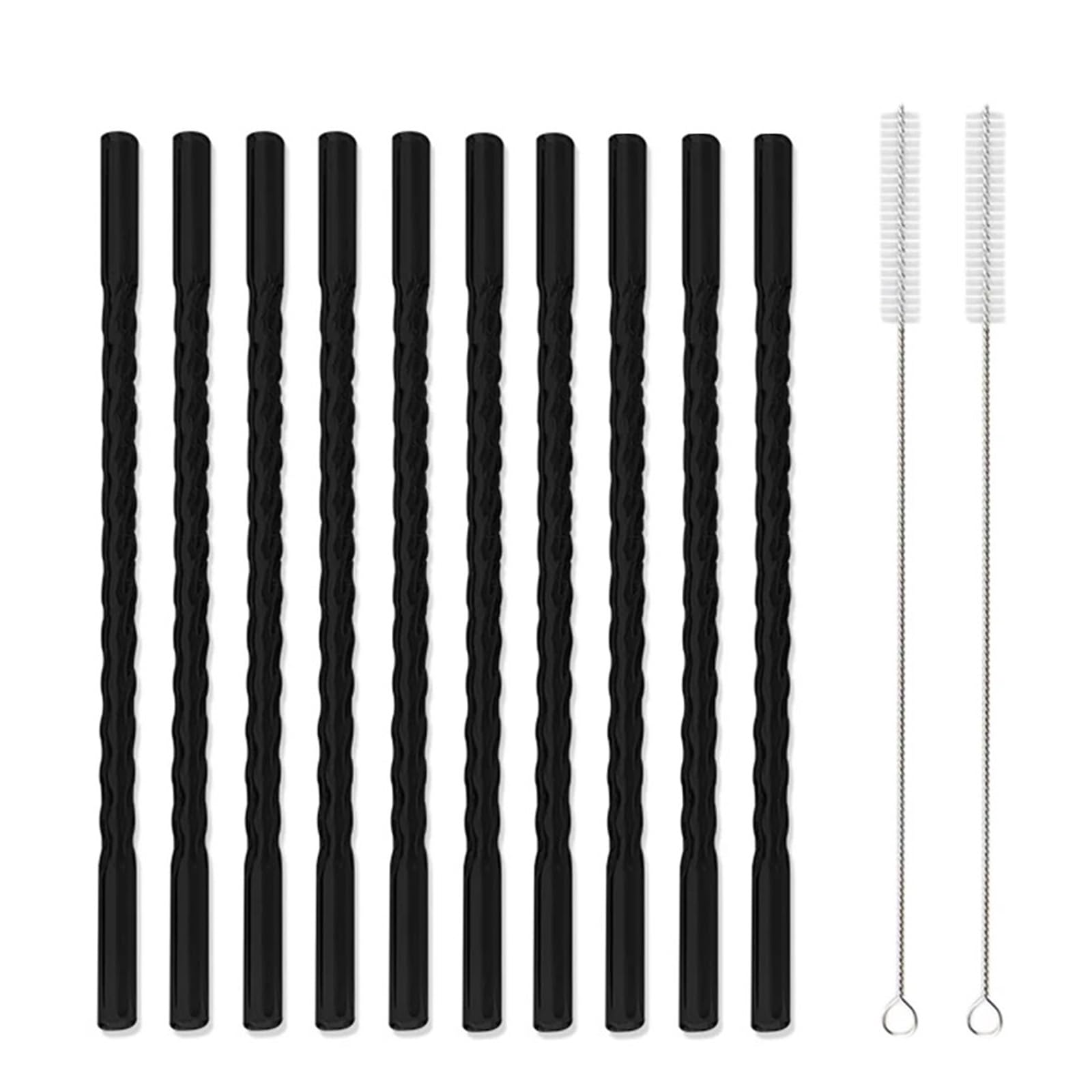 TXLEAPEY Glass Straws 10Pcs Reusable Glass Straws Clear Smooth Glass Drinking Straw For Smoothie Milk Coffee Coctail Water Juice(Black 10Pcs)