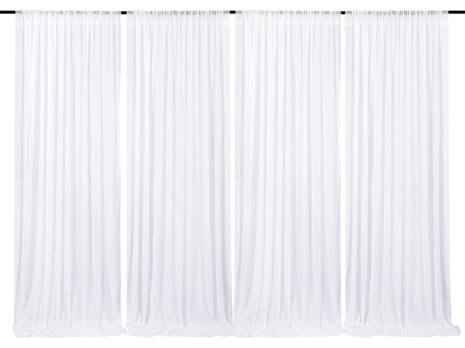 White Backdrop Curtains Wedding Party - 20ft x 10ft Chiffon Sheer Photo Drapes for Party Backgrounds Birthday Backdrops Set of 4 Panels 5ft x 10ft