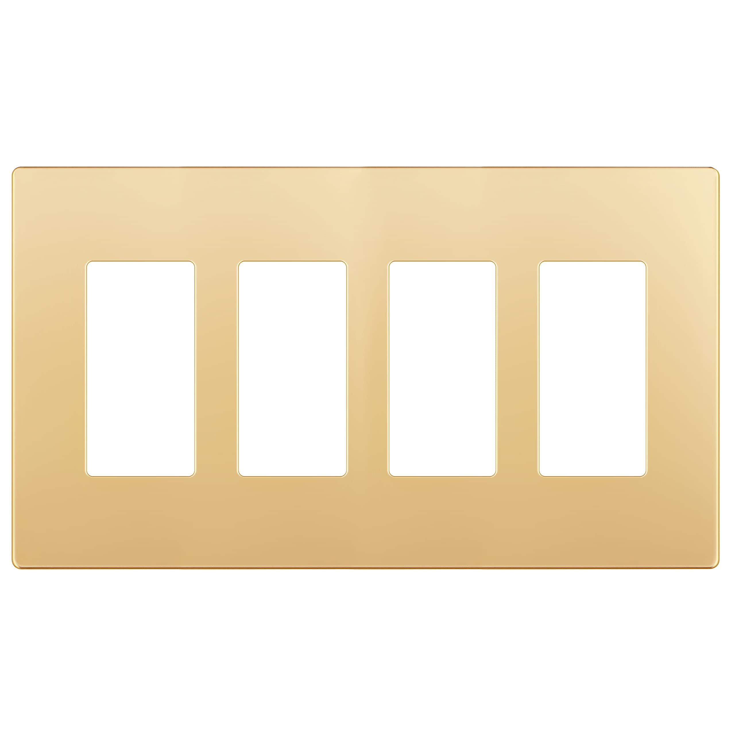 LIDER Brushed Finish Decorator Switch Cover, Screwless Wall Plate, Mid-Size 2-Gang 4.88" x 4.92", Unbreakable Polycarbonate Thermoplastic, UL Listed, LSWP-32M-BGD, Brushed Gold — view 82